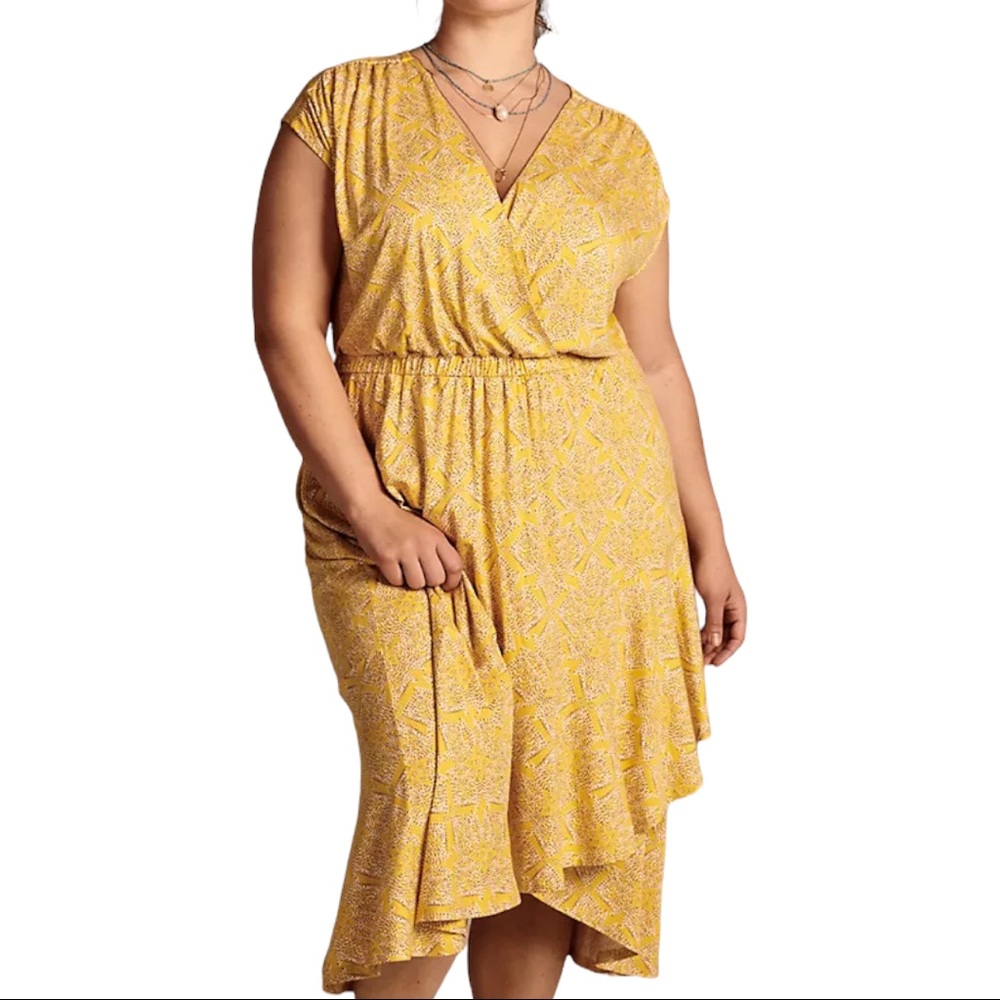 Maeve Anthropologie Yellow Fete Midi Dress Women’s Large